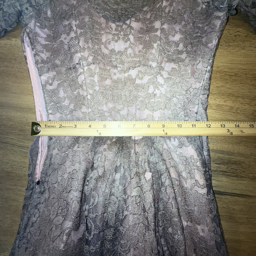 Vtg 1950s Emma Domb Pink Lace Party Dress Tea Fit & Flare Illusion Size XS *read - Picture 5 of 16
